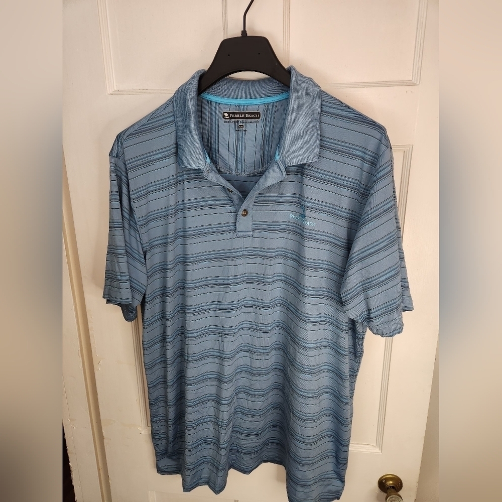 Pebble Beach Men's Polo in Light Blue with Pattern